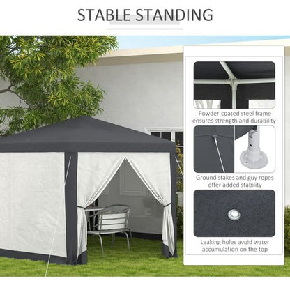 Outsunny Hexagonal Gazebo Patio, Outdoor Canopy Patio Party Tent Dark Grey - Cheap Tent