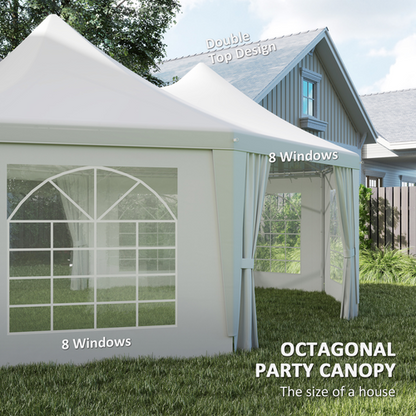 Outsunny 6.8 x 5m Garden Octagonal Gazebo Party Wedding Tent Heavy Duty Marquee - Cheap Tent
