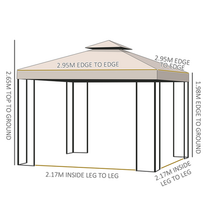 3 x 3m Garden Metal Gazebo Sun Shade Shelter Outdoor Party Tent Outsunny - Cheap Tent