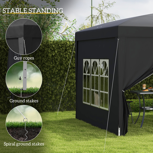 3mx3m Pop Up Gazebo Party Tent Canopy Marquee with Storage Bag Black - Cheap Tent