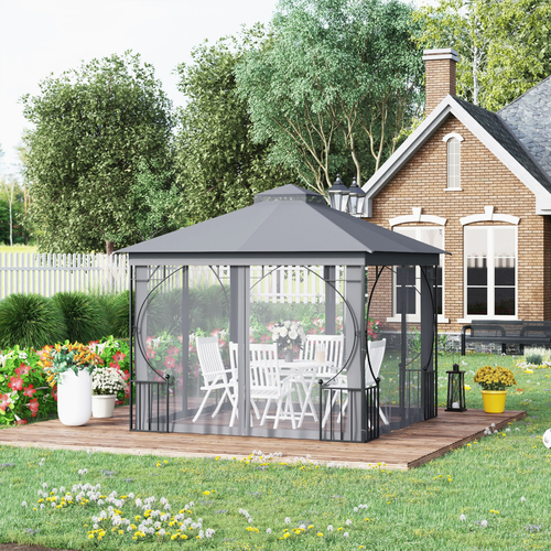 Gazebo Party Tent Canopy Sun Shade for Patio Garden Light Grey 3x3(m) Outsunny - Cheap Tent