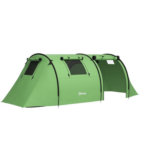 Outsunny 2 Room Camping Family Tent for 3-4 Man, 3000mm Waterproof, Green - Cheap Tent