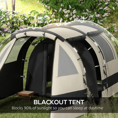 Outsunny Blackout Camping Tent with Bedroom & Living Room for 4-5 Person, Khaki - Cheap Tent