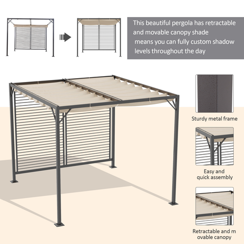 Metal Pergola Patio Sun Shelter Grape Tent Retractable Canopy UV Cut - Cheap Tent