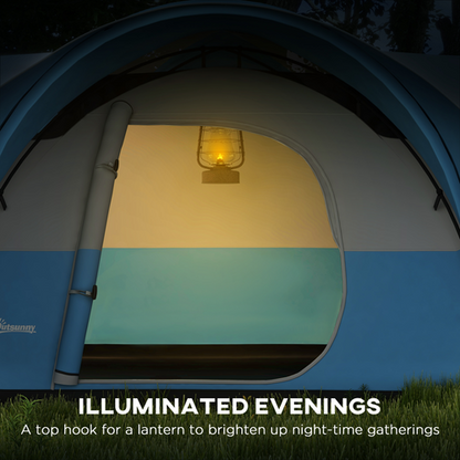 Outsunny 3000mm Waterproof Camping Tent with Porch & Sewn in Groundsheet, Blue - Cheap Tent