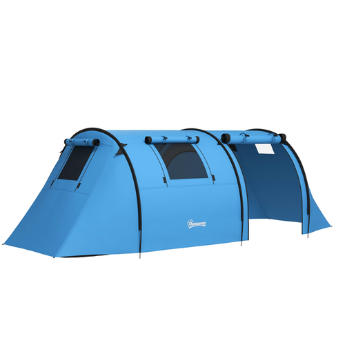 Outsunny 2 Room Camping Family Tent for 3-4 Man, 3000mm Waterproof, Sky Blue - Cheap Tent