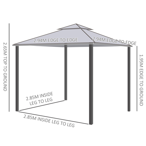 3x3M Metal Gazebo Garden Outdoor 2-tier Roof Marquee Party Tent Canopy - Crey - Cheap Tent