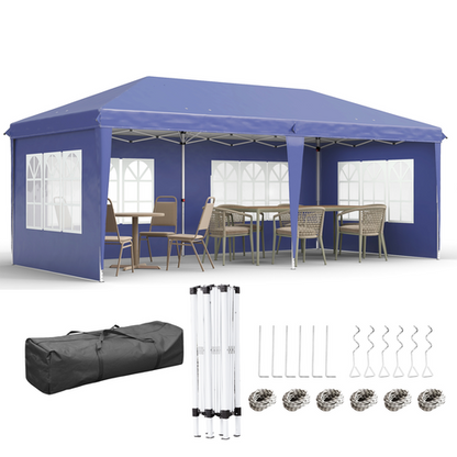3 x 6m Heavy Duty Gazebo Marquee Party Tent with Storage Bag Blue - Cheap Tent