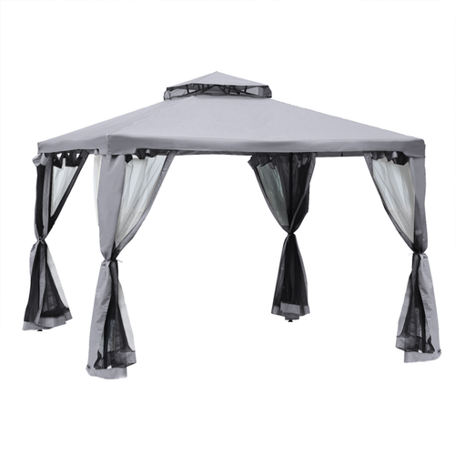 3x3M Metal Gazebo Garden Outdoor 2-tier Roof Marquee Party Tent Canopy - Crey - Cheap Tent