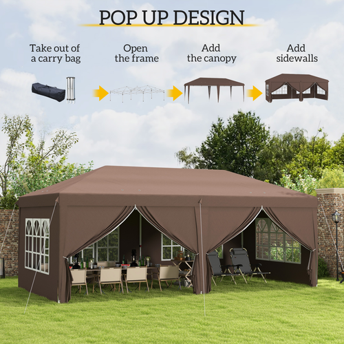 3 x 6m Pop Up Gazebo Height Adjustable Party Tent w/ Storage Bag Black - Cheap Tent