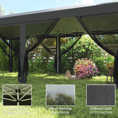 Outsunny 6 x 3(m) Pop Up Party Tent Canopy with 6 Removable Sidewalls - Cheap Tent