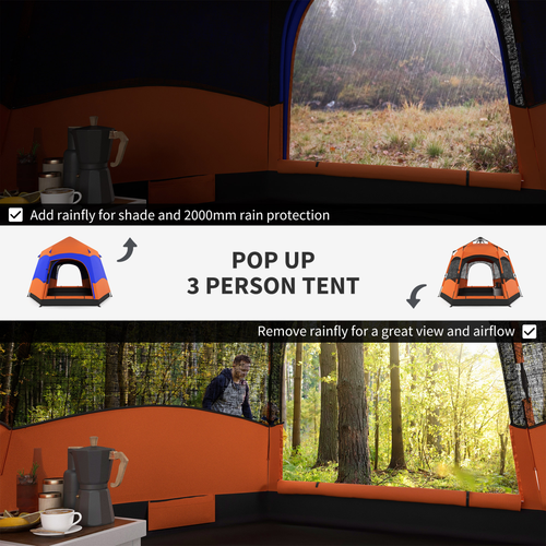 4 Person Pop Up Tent Camping Festival Hiking Shelter Family Portable Outsunny - Cheap Tent