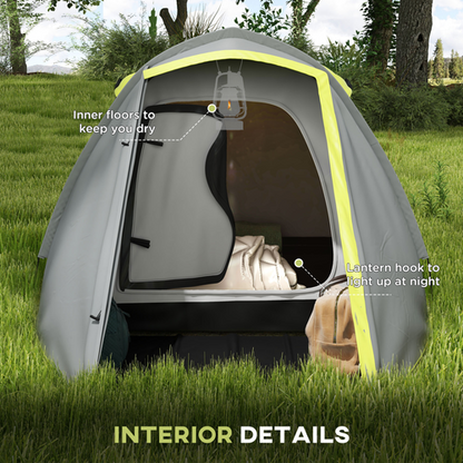 Outsunny 2-3 Man Camping Tent with Living Area, 2000mm Waterproof, Blue - Cheap Tent