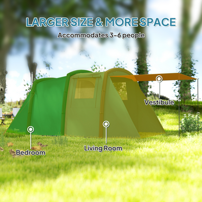 Outsunny Inflatable 3-4 Man Tunnel Tent w/ Air Pump, Living Area - Cheap Tent