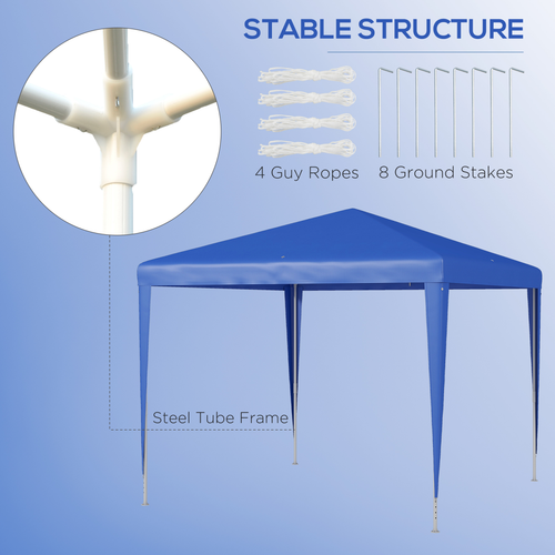 Outsunny Garden Gazebo Marquee Party Tent Wedding Canopy Patio Blue 2.7 x 2.7m - Cheap Tent