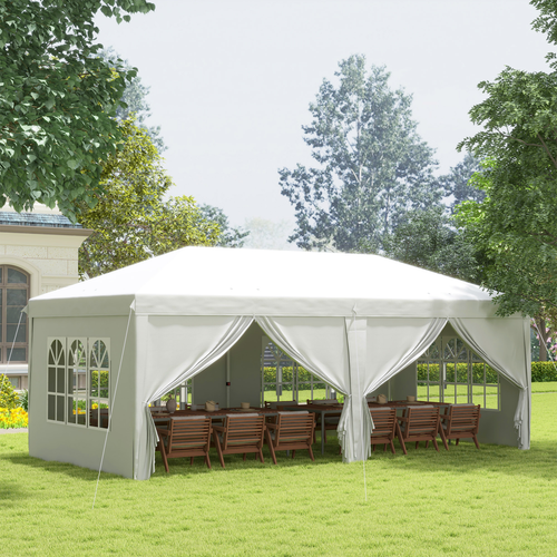 Outsunny 3 x 6m Pop Up Gazebo Height Adjustable Party Tent w/ Storage Bag Black - Cheap Tent