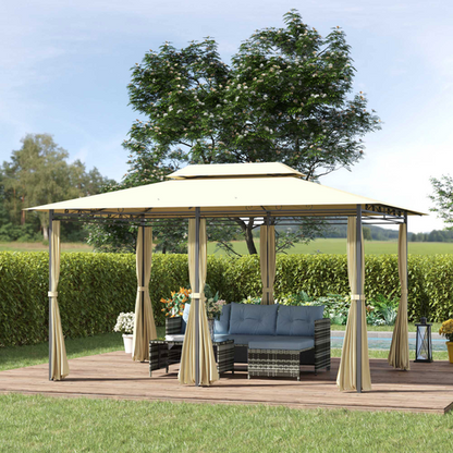 Metal Gazebo Curtains 4x3m Canopy Party Tent Garden Pavillion Patio Shelter - Cheap Tent