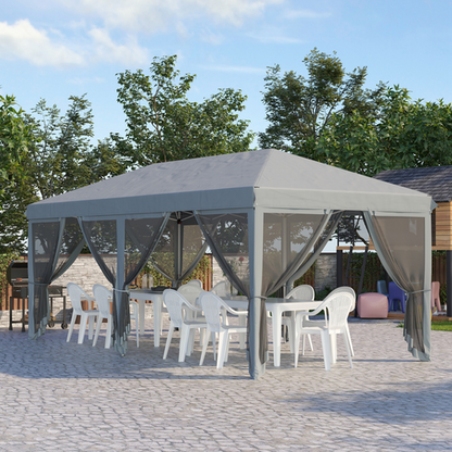 6 x 3m Pop Up Party Tent Canopy with 6 Removable Sidewalls Grey - Cheap Tent