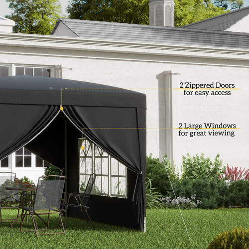 3mx3m Pop Up Gazebo Party Tent Canopy Marquee with Storage Bag Black - Cheap Tent