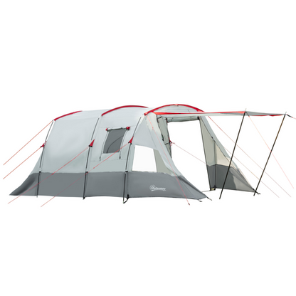 6-8 Person Tunnel Tent, Two-room Camping Tent with Carry Bag, Grey - Cheap Tent