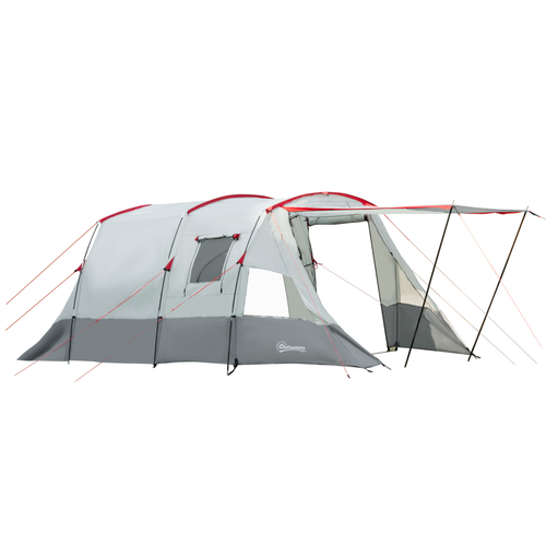 6-8 Person Tunnel Tent, Two-room Camping Tent with Carry Bag, Grey - Cheap Tent