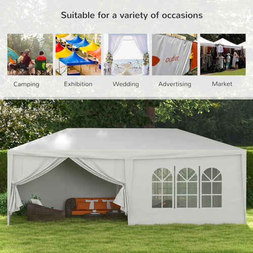 Outsunny 6 x 3(m) Outdoor Gazebo Canopy Party Tent with 6 Removable Side Walls - Cheap Tent