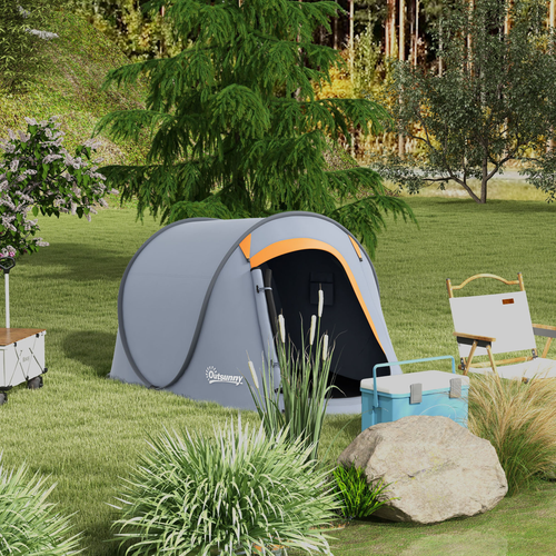 Outsunny Pop up Camping Tent for 2 Man, 2000mm Waterproof with Carry Bag, Grey - Cheap Tent