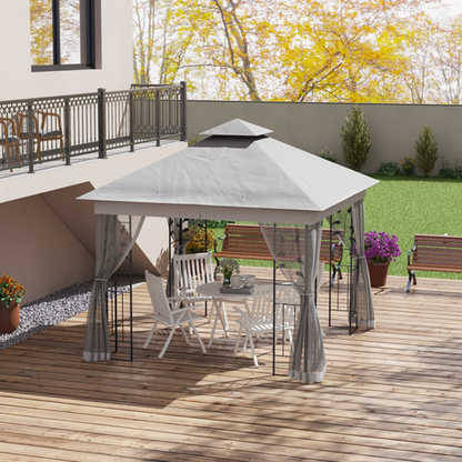 Outsunny 3 x 3(m) Garden Gazebo Marquee Tent Canopy Shelter Pavilion Grey - Cheap Tent