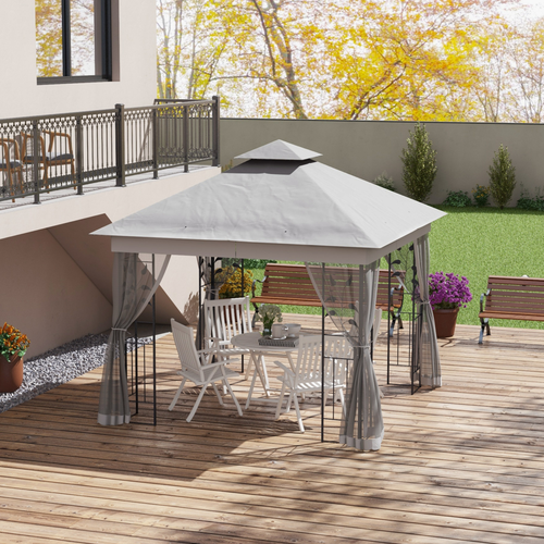 Outsunny 3 x 3(m) Garden Gazebo Marquee Tent Canopy Shelter Pavilion Grey - Cheap Tent