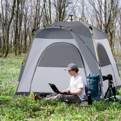 Outsunny Four Man Pop Up Tent Automatic Camping Backpacking Dome Shelter, Green - Cheap Tent