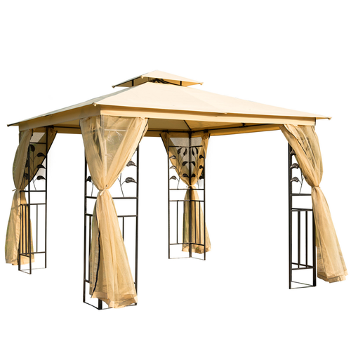 3x3 m Double Top Gazebo-Beige - Cheap Tent