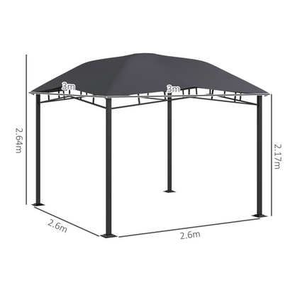 Outsunny 3x3(m) Outdoor Patio Gazebo Pavilion Canopy Tent Steel Frame Grey - Cheap Tent