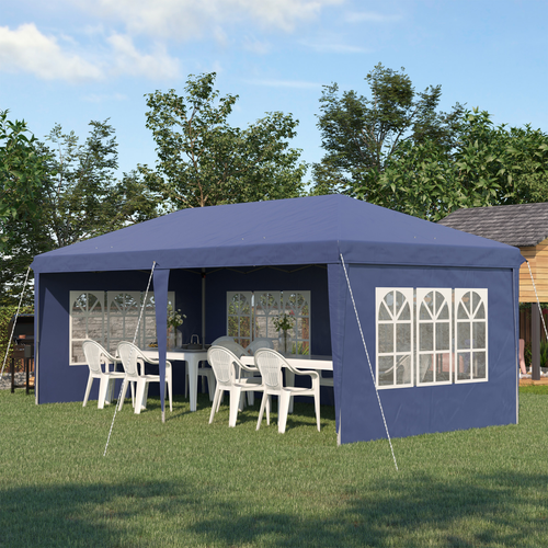 3 x 6m Heavy Duty Gazebo Marquee Party Tent with Storage Bag Blue - Cheap Tent
