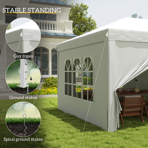 Outsunny 3 x 6m Pop Up Gazebo Height Adjustable Party Tent w/ Storage Bag Black - Cheap Tent