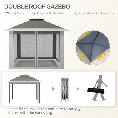 Outsunny Pop Up Gazebo Height Adjustable Canopy Tent w/ Carrying Bag, Dark Grey - Cheap Tent