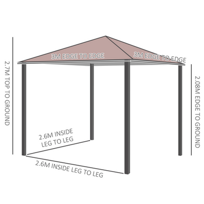 Outsunny 3m x 3m Garden Metal Gazebo Marquee Party Tent Canopy Shelter Pavilion - Cheap Tent