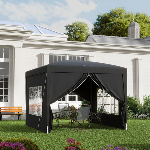 3mx3m Pop Up Gazebo Party Tent Canopy Marquee with Storage Bag Black - Cheap Tent