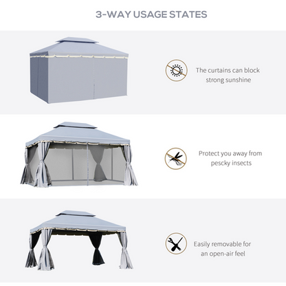 Outsunny 3x4m 2-Tier Gazebo Aluminium Garden Marquee Party Tent - Cheap Tent