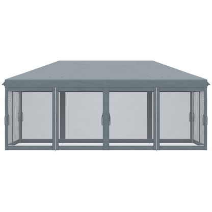 6 x 3m Pop Up Party Tent Canopy with 6 Removable Sidewalls Grey - Cheap Tent