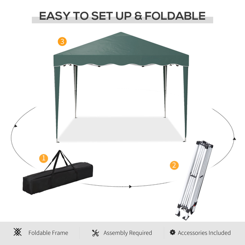 Outsunny 3x3(m) Pop Up Gazebo Marquee Tent for Garden w/ Carry Bag Green - Cheap Tent