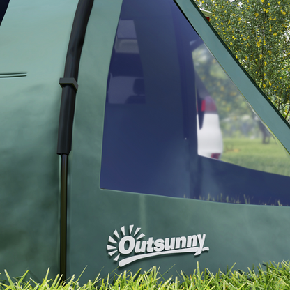 Outsunny 3-4 Persons Tunnel Tent, Two Room Camping Tent w/ Windows, Green - Cheap Tent